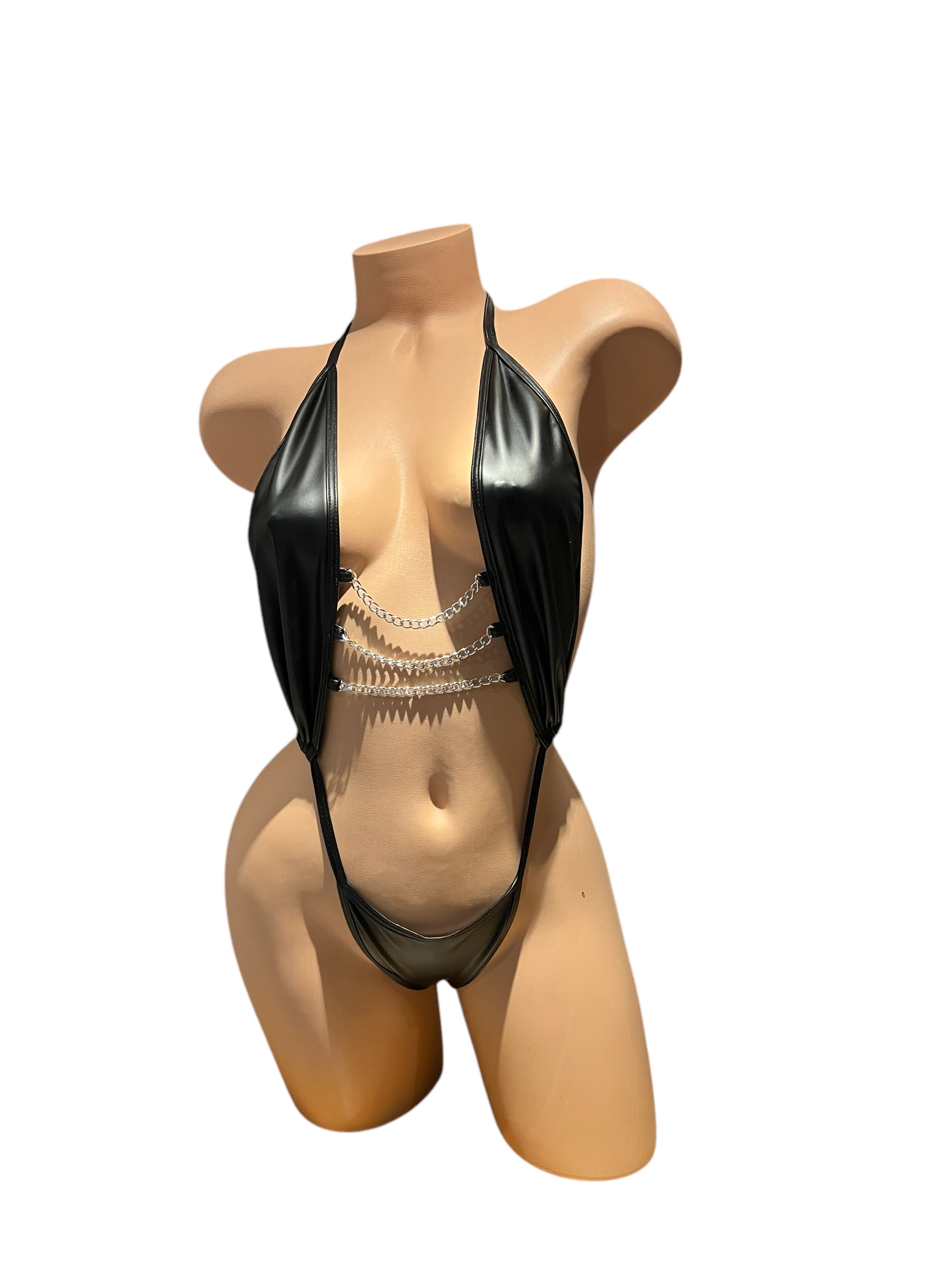 Trina 1 Piece - Black Pleather