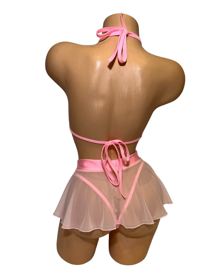 Solid Colored Tri Top Three Piece Skirt Sets