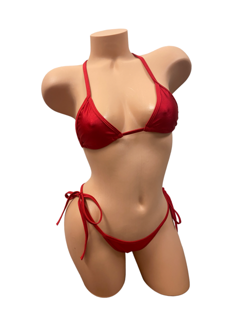 Solid Colored Tri Top Bikini Set