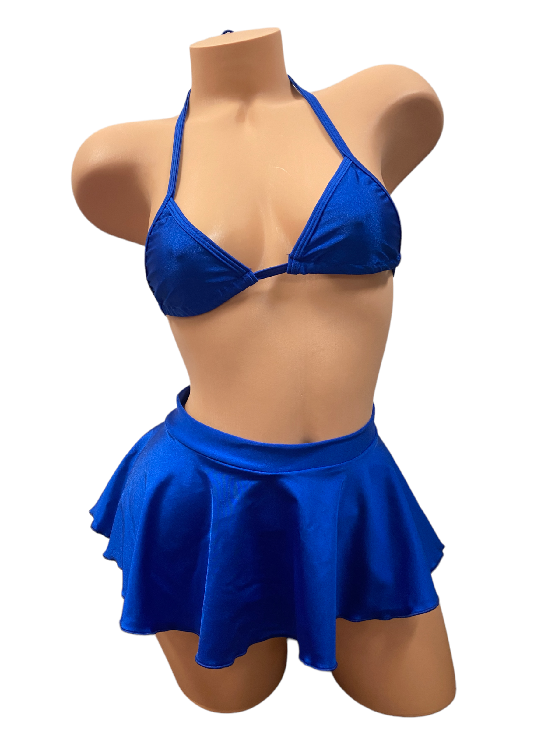 Solid Colored Tri Top Three Piece Skirt Sets