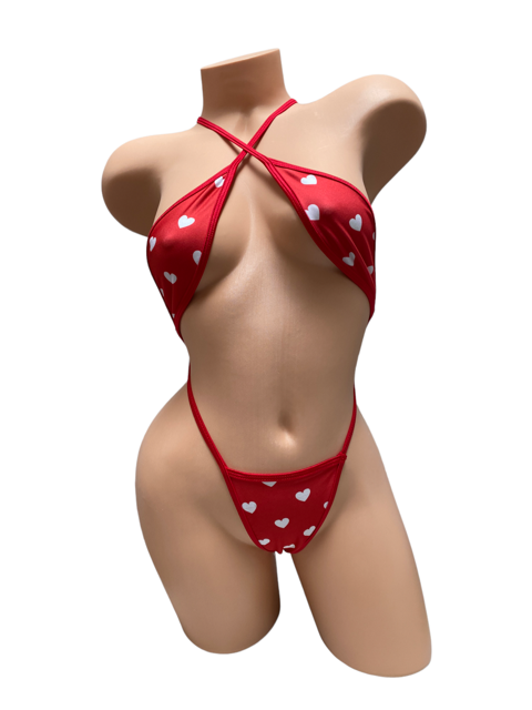 Katelyn Red With White Hearts One Piece