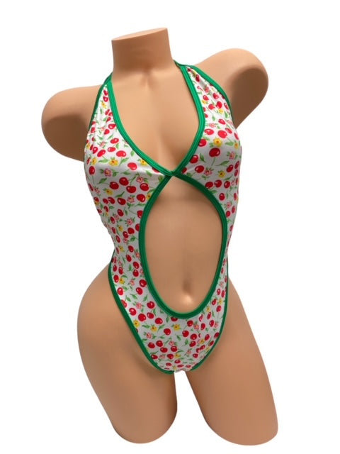 Maggie Cherries With Green Trim One Piece